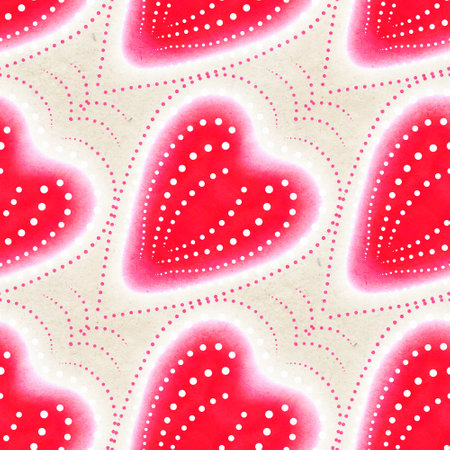 Seamless pattern with hearts in doodle style. digital painting. hand-drawn illustration.
