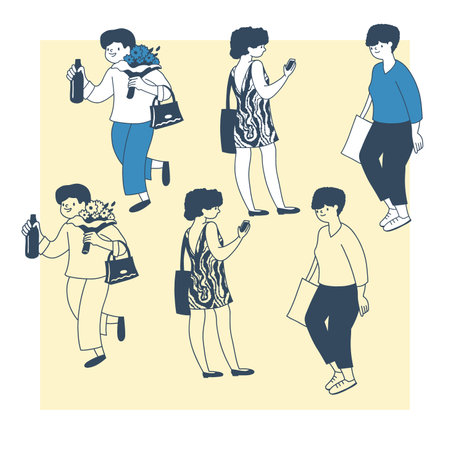 people in the city. Vector illustration in cartoon style.のイラスト素材