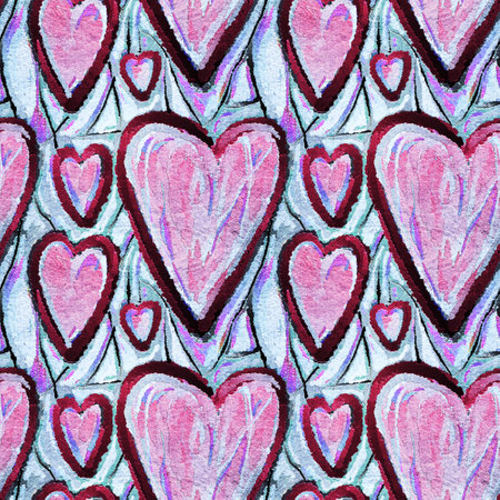 Seamless pattern with hearts in doodle style. hand-drawn illustration.
