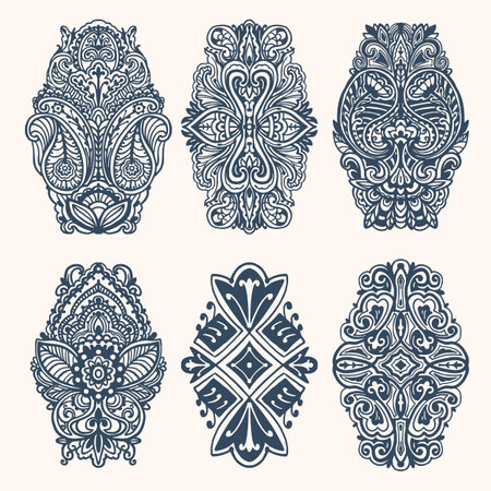 Decorative element in Doodle style, isolated on white background. Monochrome Paisley print. vector illustrationのイラスト素材