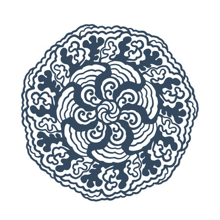 Monochrome mandala isolated on white background. hand-drawn illustration. Vector.のイラスト素材