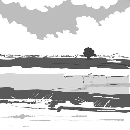Abstract landscape in minimalist style. Nature. vector illustration.のイラスト素材