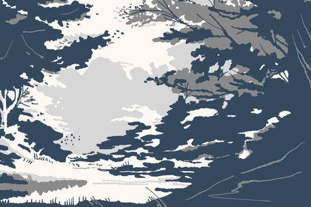 Abstract landscape in minimalist style. Nature. vector illustration.のイラスト素材