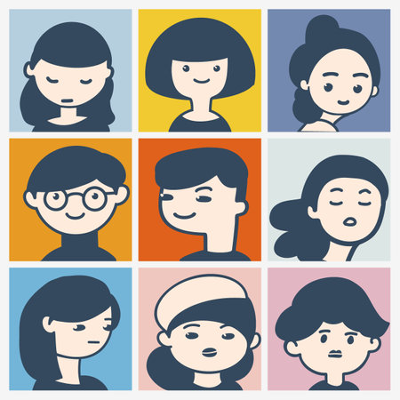 portraits of people. Vector set of avatars isolated on a white backgroundのイラスト素材