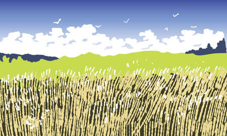 Abstract landscape in minimalist style. Nature. vector illustration.のイラスト素材