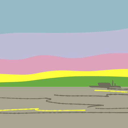 Abstract landscape in minimalist style. Nature. vector illustration.のイラスト素材