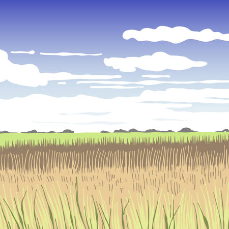 Abstract landscape in minimalist style. Nature. vector illustration.のイラスト素材