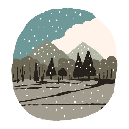 Abstract landscape in minimalist style. Nature. vector illustration.のイラスト素材