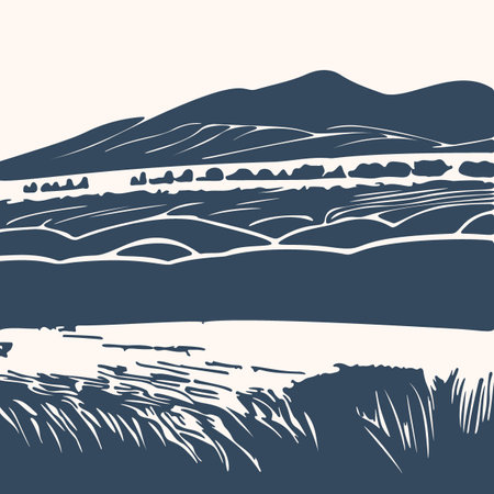 Abstract landscape in minimalist style. Nature. vector illustration.のイラスト素材