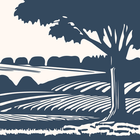 Abstract landscape in minimalist style. Nature. vector illustration.のイラスト素材