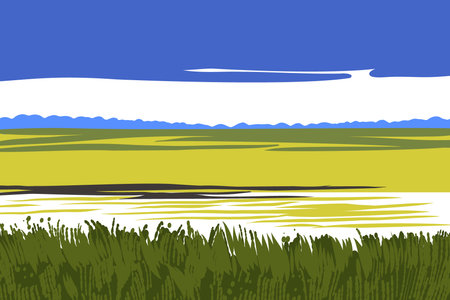 Abstract landscape in minimalist style. Nature. vector illustration.のイラスト素材