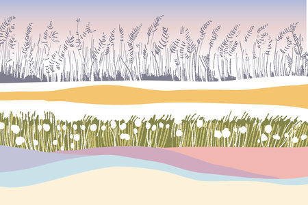 Abstract landscape in minimalist style. Nature. vector illustration.のイラスト素材
