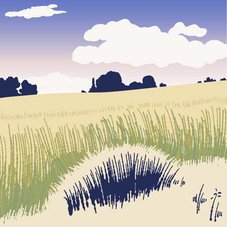 Abstract landscape in minimalist style. Nature. vector illustration.のイラスト素材