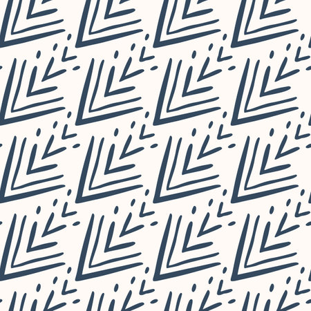 Monochrome pattern with doodle style. Ink drawing. hand-drawn illustration.のイラスト素材
