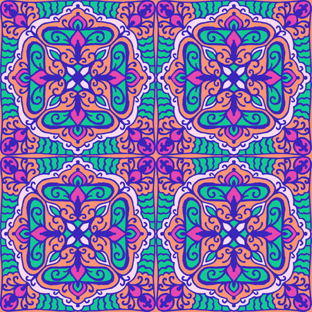 Seamless pattern with arabesques in retro style. Vector illustration.のイラスト素材