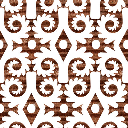 Seamless pattern with stylized ethnic pattern. Hand-drawn illustration.の写真素材