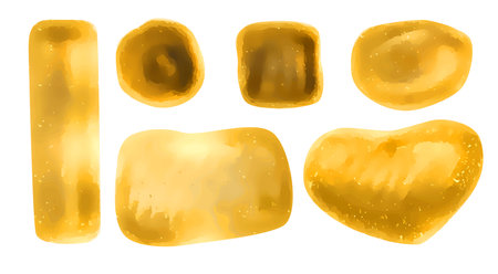 A decorative element for the design, isolated on a white background. Stylized embroidery in gold. Hand-drawn illustration. Vectorのイラスト素材