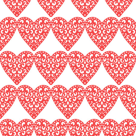 Seamless pattern with hearts in doodle style. Hand-drawn illustration. Vectorのイラスト素材