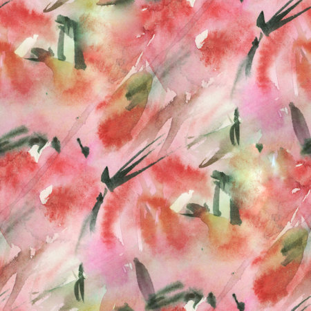 Seamless pattern with abstract watercolor flowers. Hand-drawn illustration.の写真素材