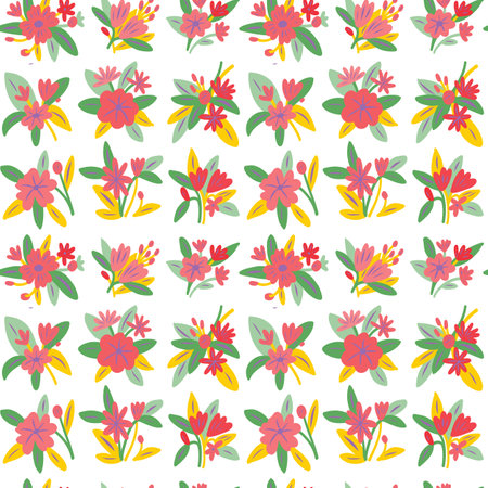 Seamless pattern with flowers in doodle style. Vector illustration.