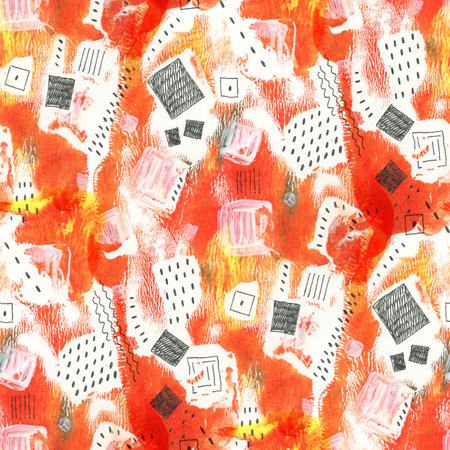 Abstract seamless pattern with acrylic painting. Hand-drawn illustration.の写真素材