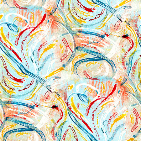 Abstract seamless pattern with acrylic painting. Hand-drawn illustration.の写真素材