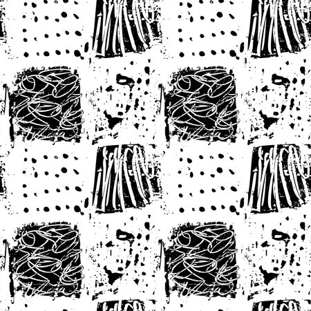 Seamless background with grunge style. Monochrome ink drawing. Hand-drawn illustration. Vectorのイラスト素材