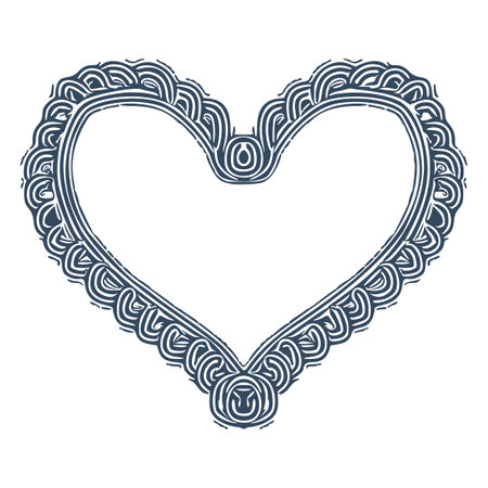 Frames in the form of a heart in retro style. Monochrome frames isolated on white background. Vector illustration.のイラスト素材