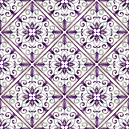 Seamless pattern with stylized ethnic pattern. Hand-drawn illustration.の写真素材