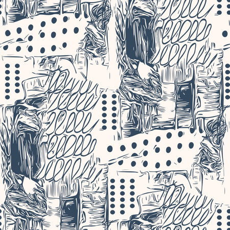 Monochrome Seamless pattern with a simple abstract drawing. vector illustration.のイラスト素材