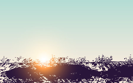 Abstract landscape in minimalism style. Nature. Vector illustration.のイラスト素材