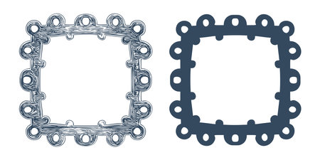 Frames in the old style. Retro Hand-drawn illustration. Vectorのイラスト素材