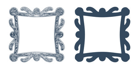 Frames in the old style. Retro Hand-drawn illustration. Vectorのイラスト素材