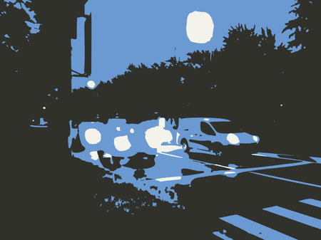 Urban landscape at night. Vector illustration.のイラスト素材