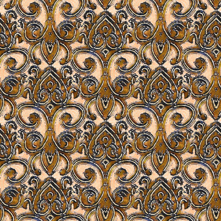 Seamless pattern with stylized ethnic pattern. Hand-drawn illustration.