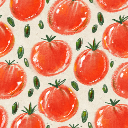 Seamless pattern with tomatoes. Digital illustration.の写真素材