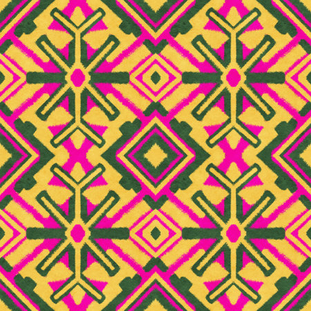 Seamless pattern with stylized ethnic pattern. Hand-drawn illustration.