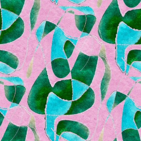 Abstract seamless pattern with watercolor drawing in doodle style. Drawing watercolor and ink.の写真素材