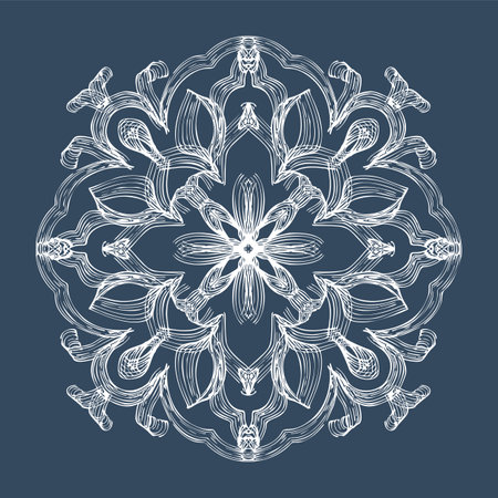 Monochrome mandala isolated on white background. hand-drawn illustration. Vector.のイラスト素材