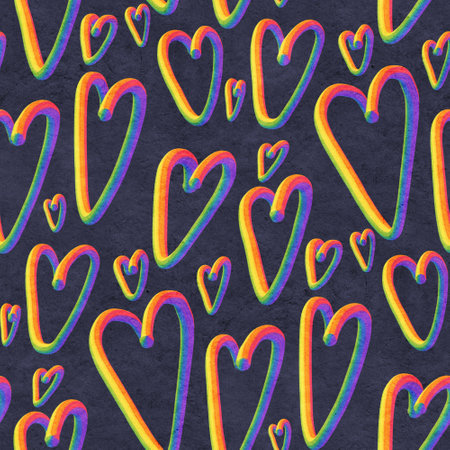 Seamless pattern with hearts in doodle style. Digital illustration.