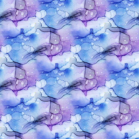 Light abstract background with transparent alcohol ink spots. Seamless pattern. Hand-drawn illustration.の写真素材