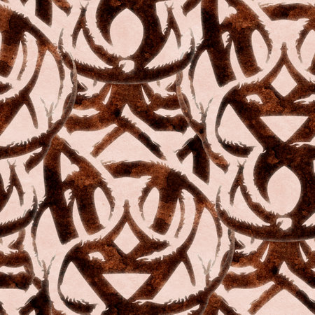 Seamless pattern with stylized ethnic pattern. Hand-drawn illustration.の写真素材
