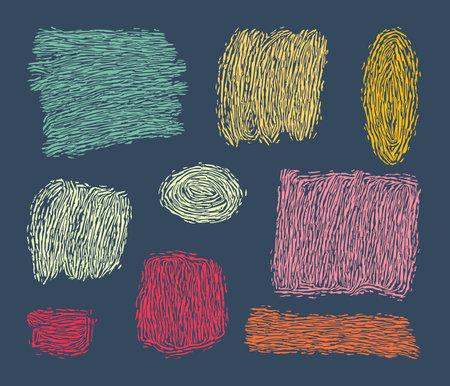 Design elements. Doodle-style hatched backgrounds. Vector illustrationのイラスト素材