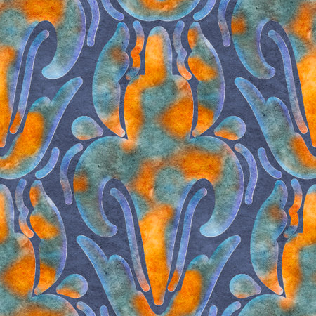 Seamless pattern with stylized ethnic pattern. Hand-drawn illustration.の写真素材