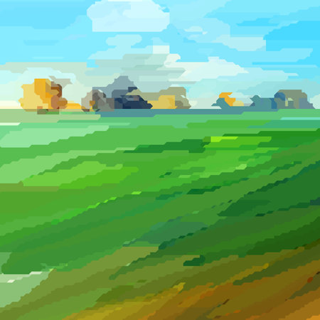 Abstract autumn landscape. Low-poly vector drawing.のイラスト素材