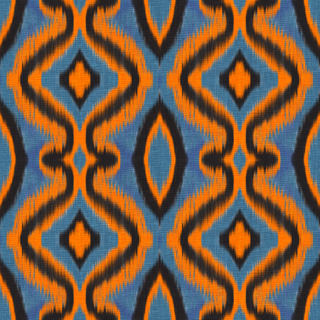 Seamless Ikat Pattern. Abstract background for textile design, wallpaper, surface textures, wrapping paper.の写真素材