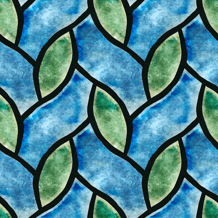 Abstract seamless pattern with watercolor drawing in doodle style. Drawing watercolor and ink.の写真素材