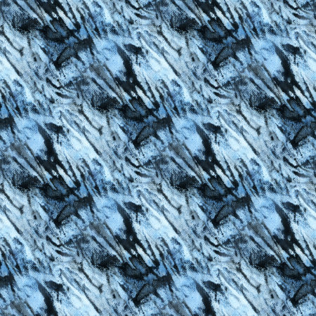 Seamless tie-dye pattern of indigo color on white silk. Hand painting fabrics - nodular batik. Shibori dyeing.の写真素材