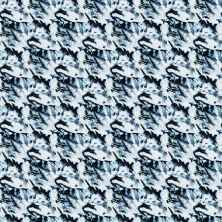 Seamless tie-dye pattern of indigo color on white silk. Hand painting fabrics - nodular batik. Shibori dyeing.の写真素材