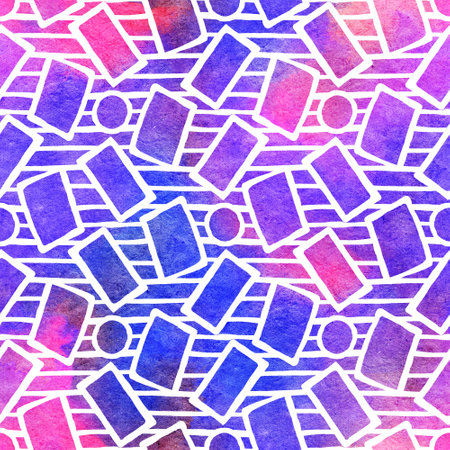 Abstract seamless pattern with watercolor drawing in doodle style. Drawing watercolor and ink.の写真素材